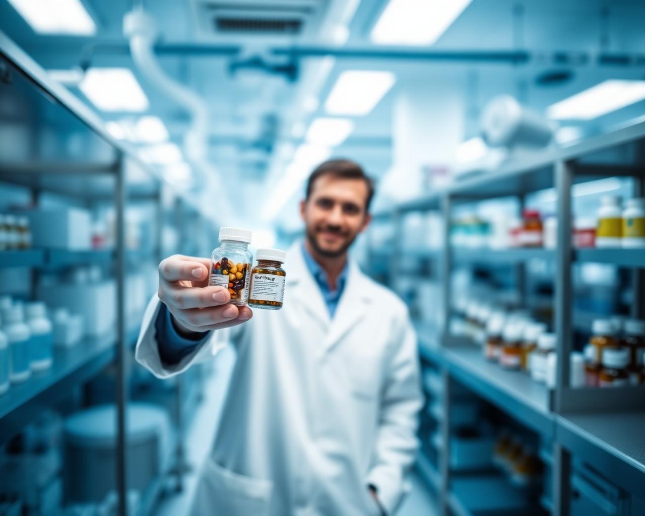 Scientist in a nutraceutical manufacturing lab